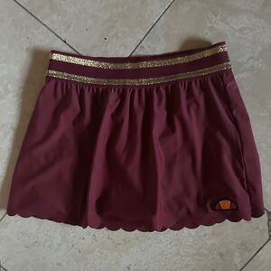 Ellesse Maroon Mini Skort with Metallic Gold Waistband